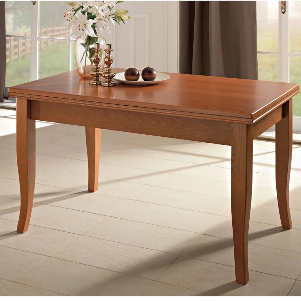 Klassischer ausziehbarer Tisch aus handwerklichem Holzfurnier - Karim