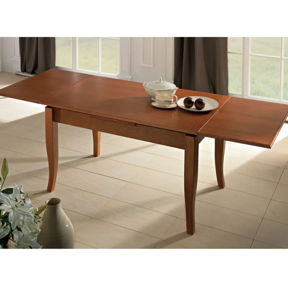 Klassischer ausziehbarer Tisch aus handwerklichem Holzfurnier - Karim