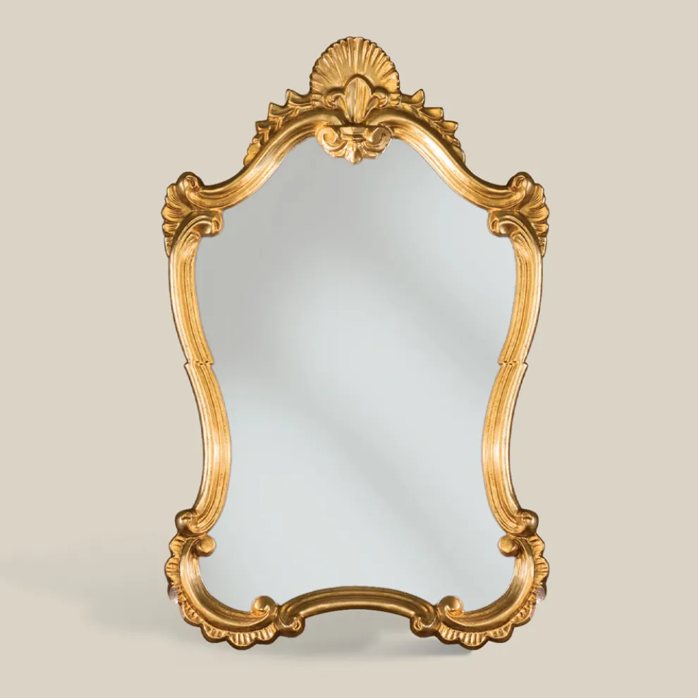 Klassischer Blattgoldspiegel mit geformtem Rahmen Made in Italy - Precious