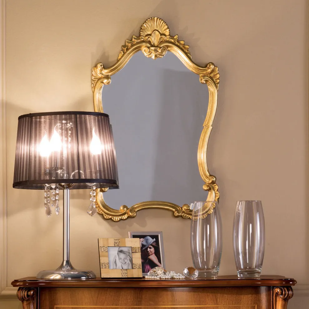 Klassischer Blattgoldspiegel mit geformtem Rahmen Made in Italy - Precious
