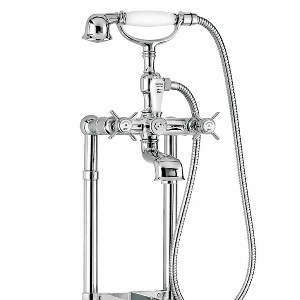 Klassischer Bodenmischer für Badewanne Made in Italy Messing - Omidio