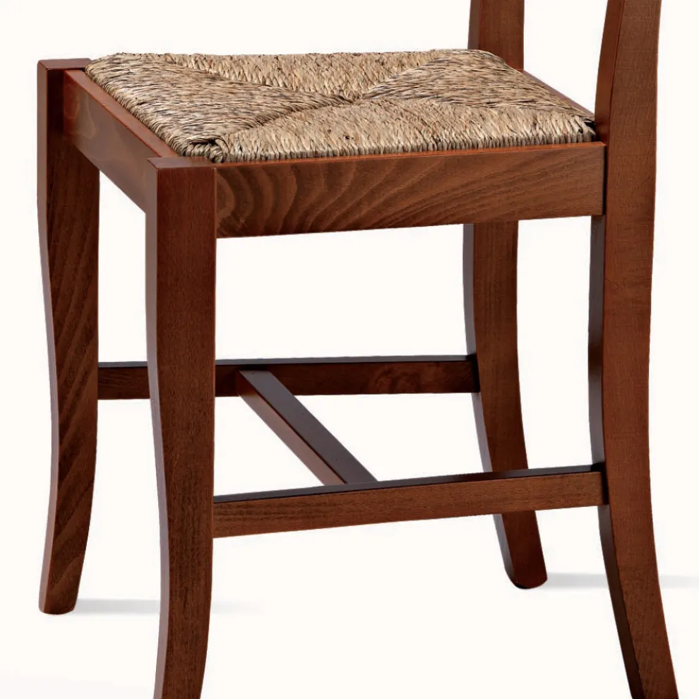 Klassischer Designstuhl aus Holz und Strohsitz Made in Italy - Dorina