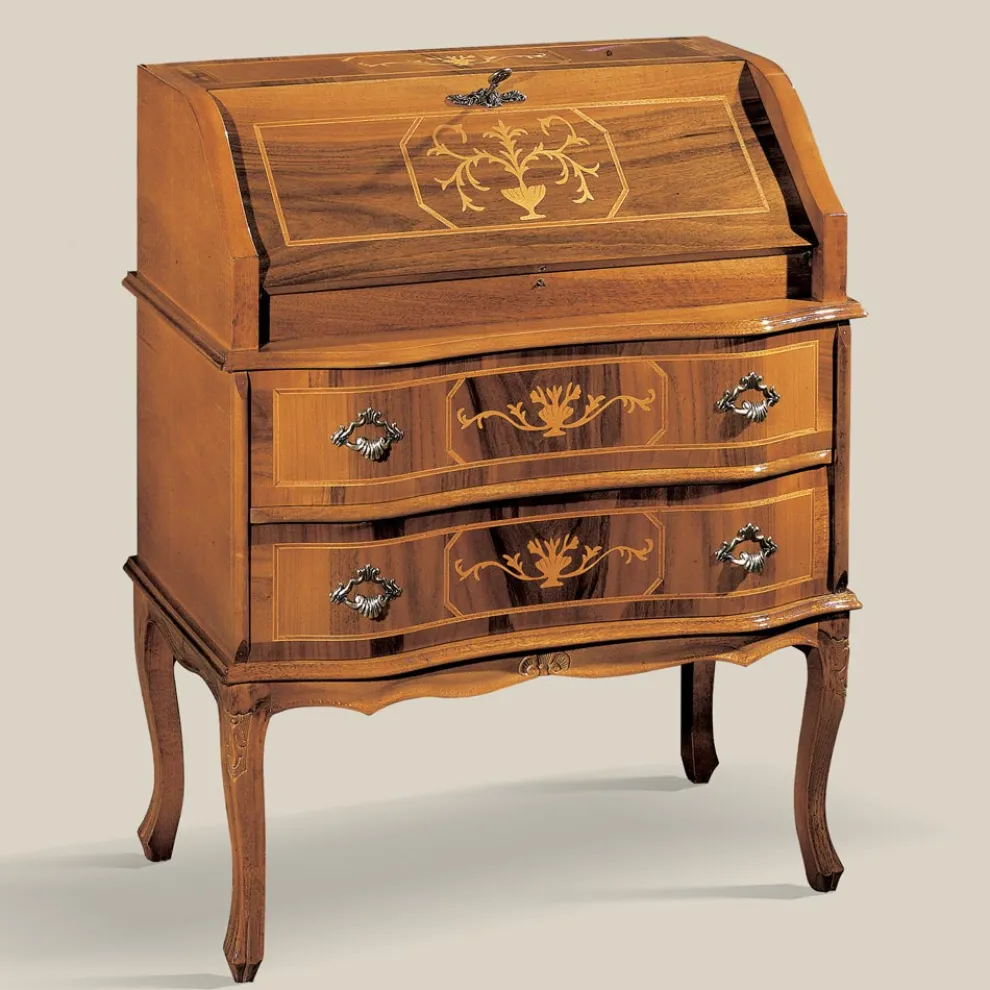 Klassischer Holzschreibtisch mit Klappe und Schubladen Made in Italy - Elegant