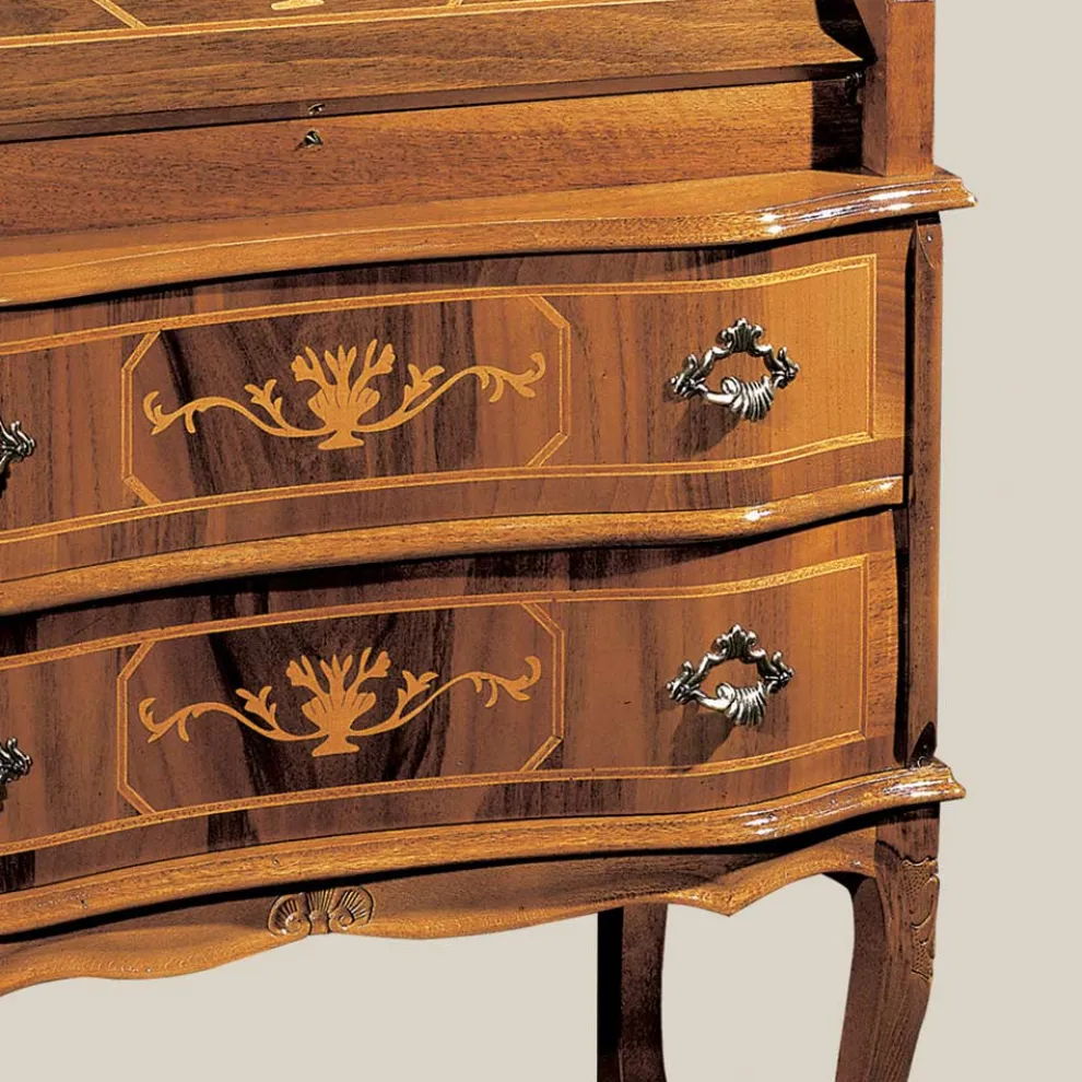 Klassischer Holzschreibtisch mit Klappe und Schubladen Made in Italy - Elegant