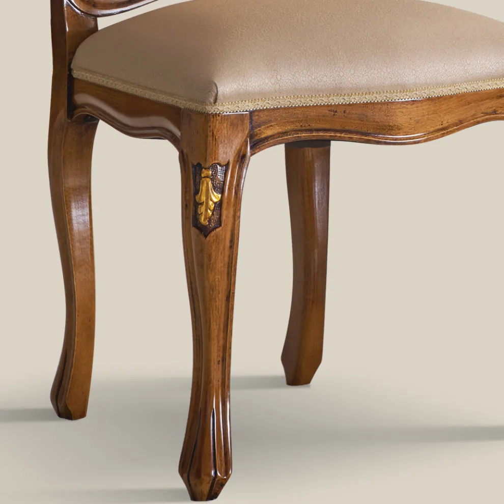 Klassischer Holzstuhl mit luxuriösem Polsterstoff Made in Italy - Majesty