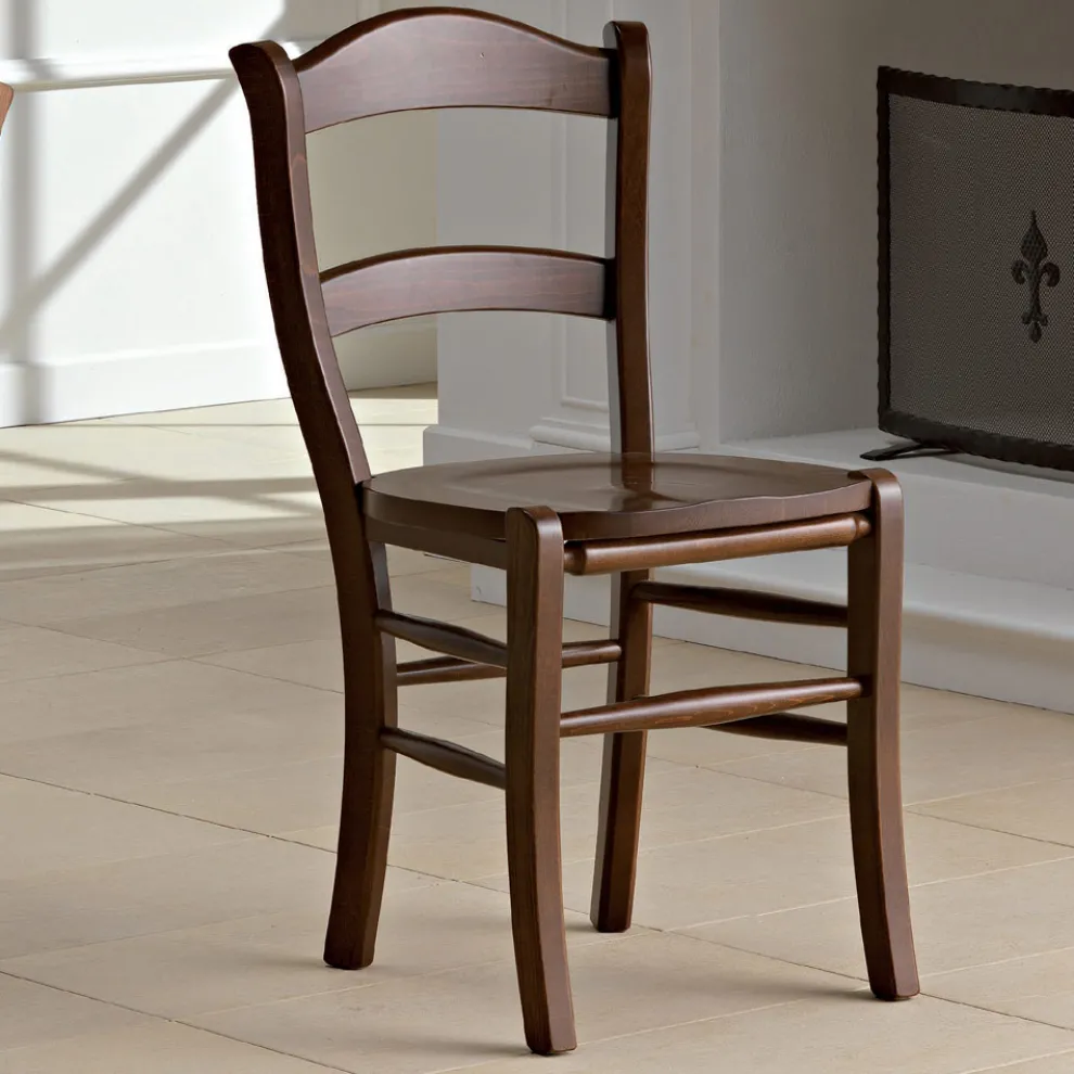 Klassischer Küchenstuhl aus echtem Stroh und Holz im italienischen Design - Monika