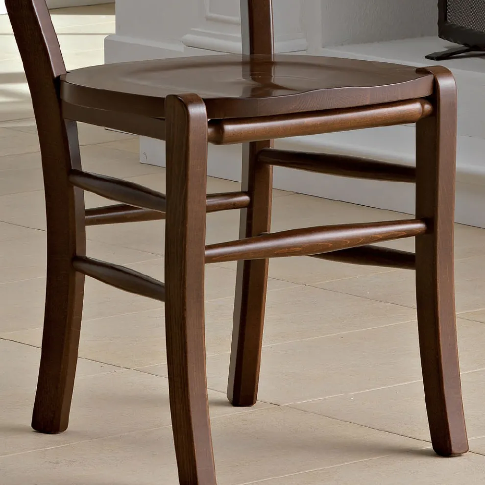 Klassischer Küchenstuhl aus echtem Stroh und Holz im italienischen Design - Monika