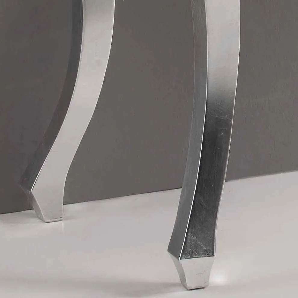 klassischer Konsolentisch mit 2 Schubladen in weiß und Silber Creti