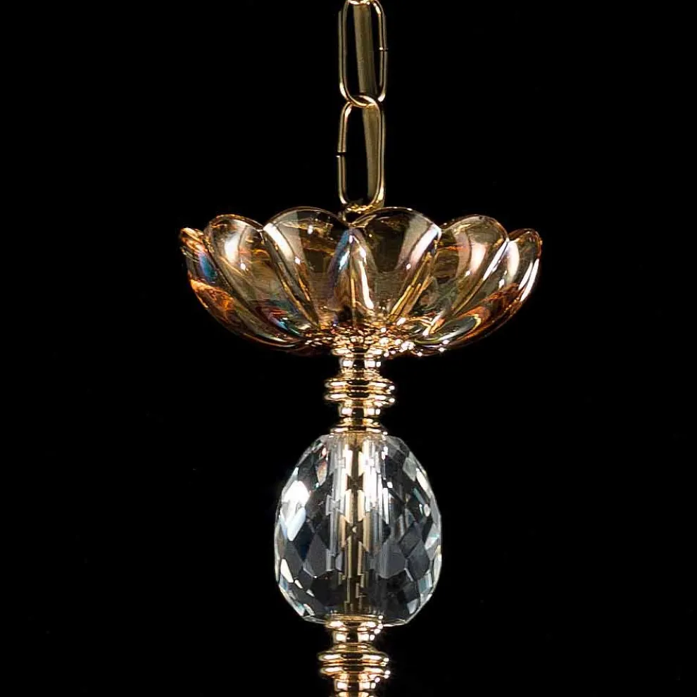 Klassischer Kronleuchter aus Kristall und Glas mit 3 Leuchten Belle, made in Italy