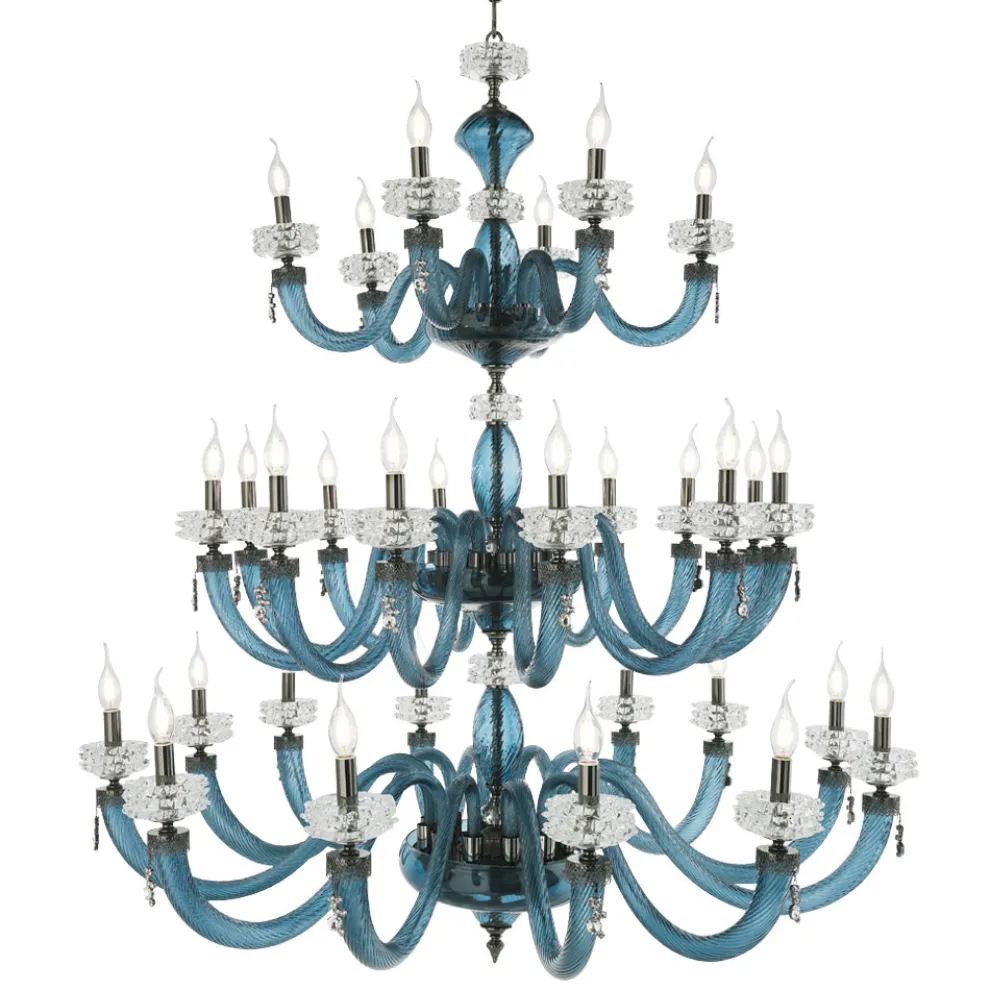 Klassischer Kronleuchter 30 Lichter aus handgefertigtem italienischem Luxusglas - Saline
