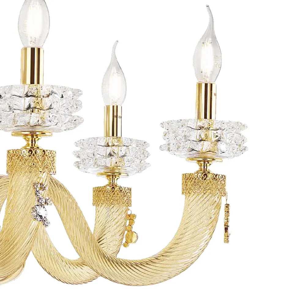 Klassischer Kronleuchter mit 6 Lichtern aus handgefertigtem italienischem Luxusglas - Saline