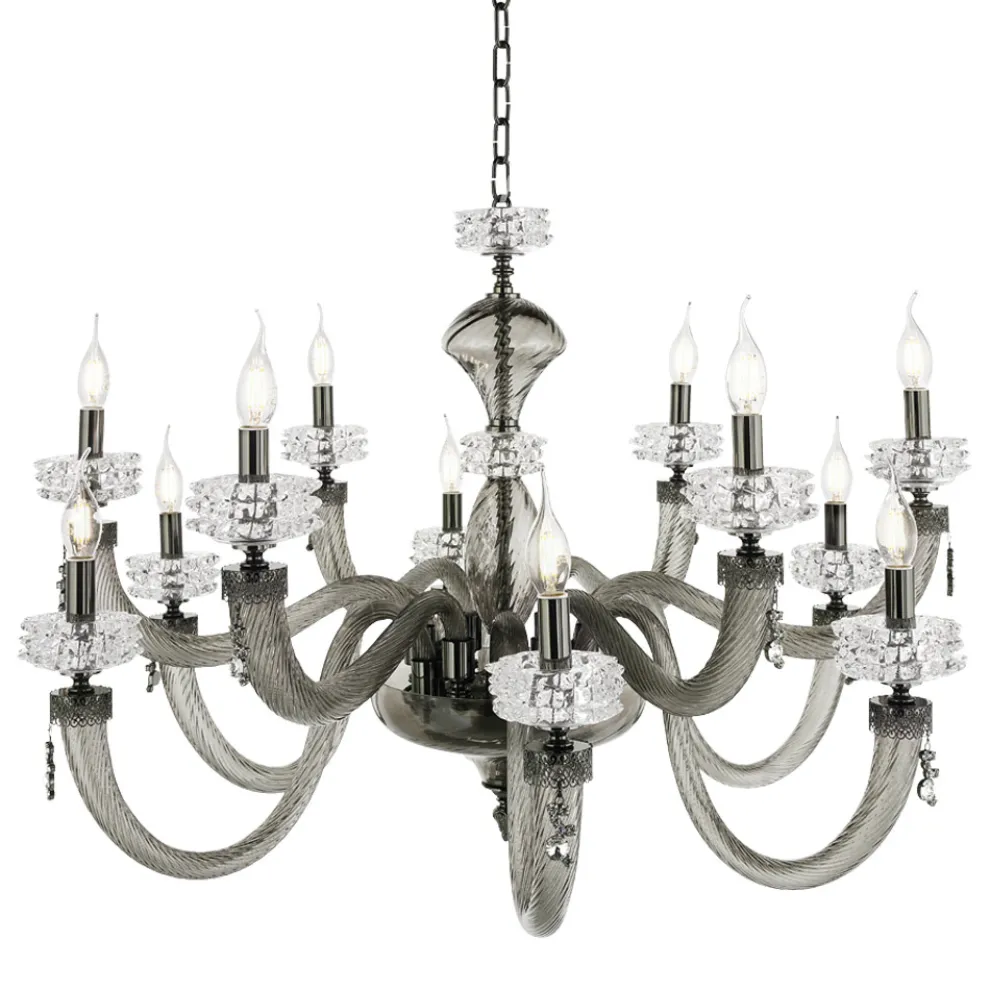 Klassischer Kronleuchter 12 Lichter aus handgefertigtem italienischem Luxusglas - Saline