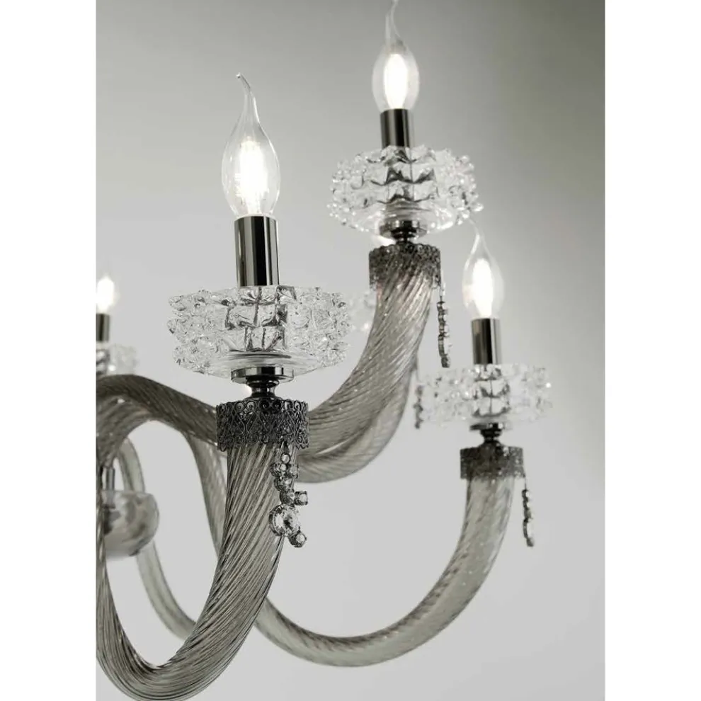 Klassischer Kronleuchter 12 Lichter aus handgefertigtem italienischem Luxusglas - Saline