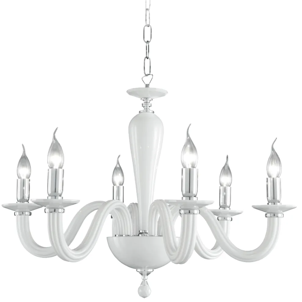 Klassischer 6-Licht-Kronleuchter aus italienischem handgefertigtem Glas - Rapallo