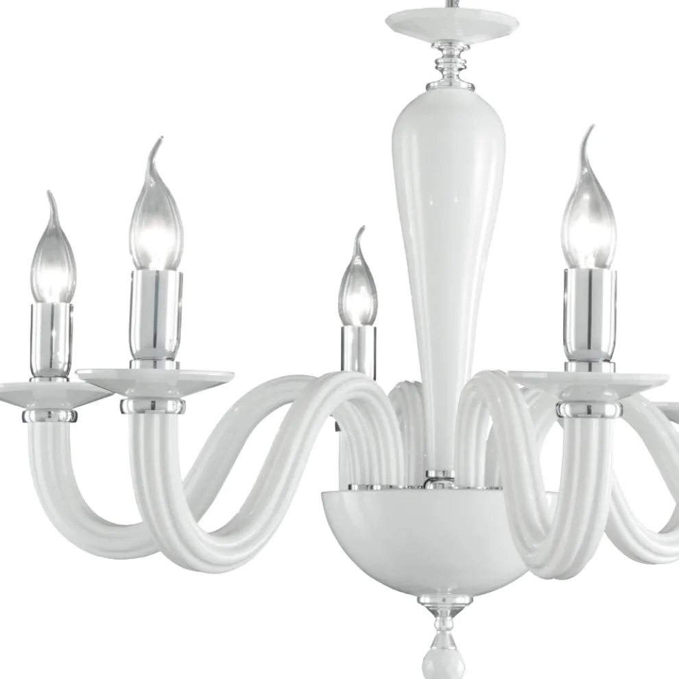 Klassischer 6-Licht-Kronleuchter aus italienischem handgefertigtem Glas - Rapallo