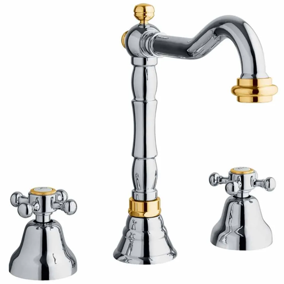 Klassischer 3-Loch-Mischer für Waschbecken aus Messing Made in Italy - Lisca