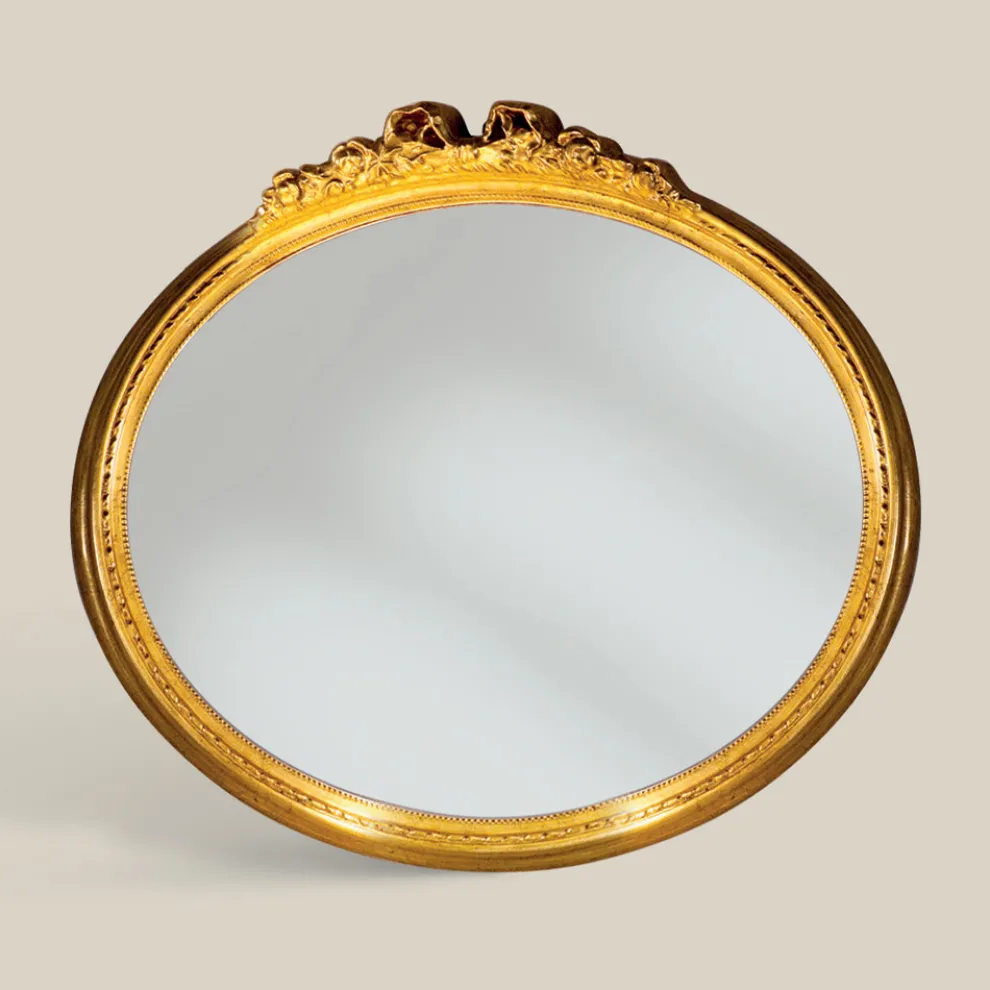 Klassischer ovaler Spiegel mit Blattgoldrahmen Made in Italy - Precious