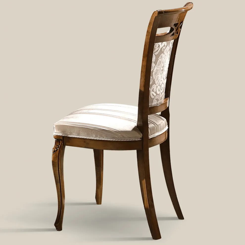 Klassischer Polsterstuhl aus Nussbaum oder weißem Holz Made in Italy - Caligola
