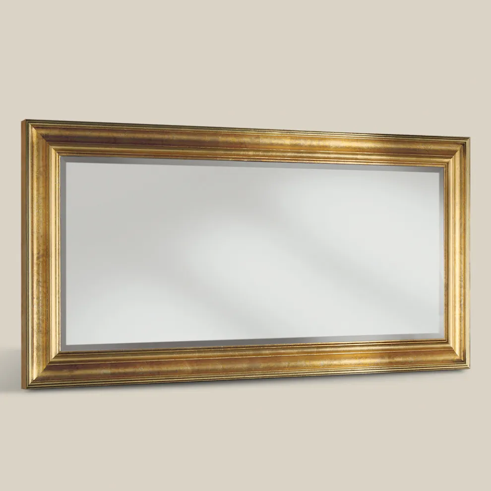 Klassischer rechteckiger Spiegel mit Blattgoldrahmen Made in Italy - Milli