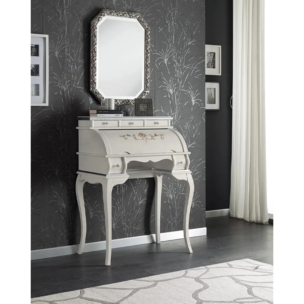 Klassischer Schreibtisch 5 Schubladen aus Holz und Intarsien Made in Italy - Hastings