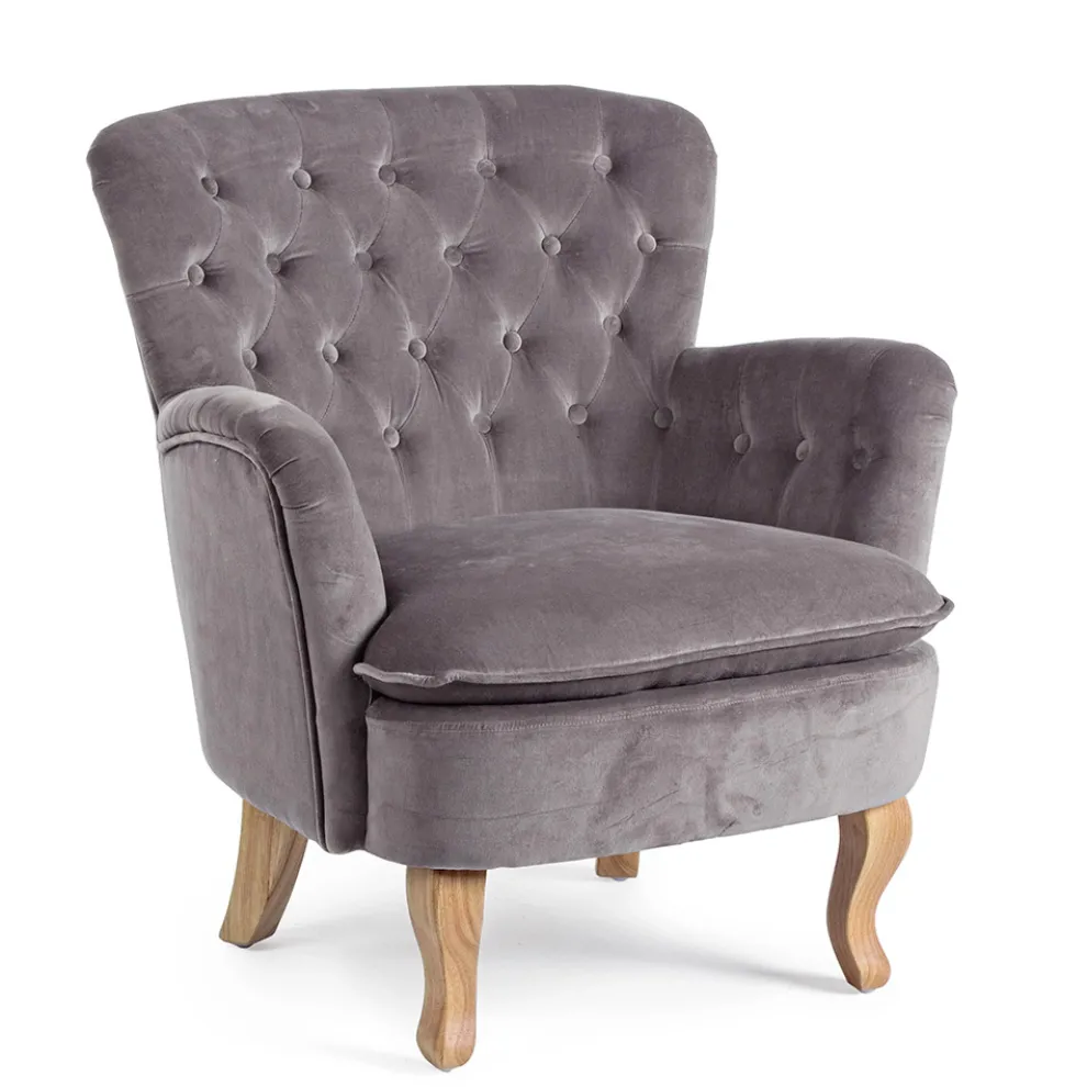 Klassischer Sessel aus Holz und gepolstertem Sitz aus gesteppter Baumwolle - Monny