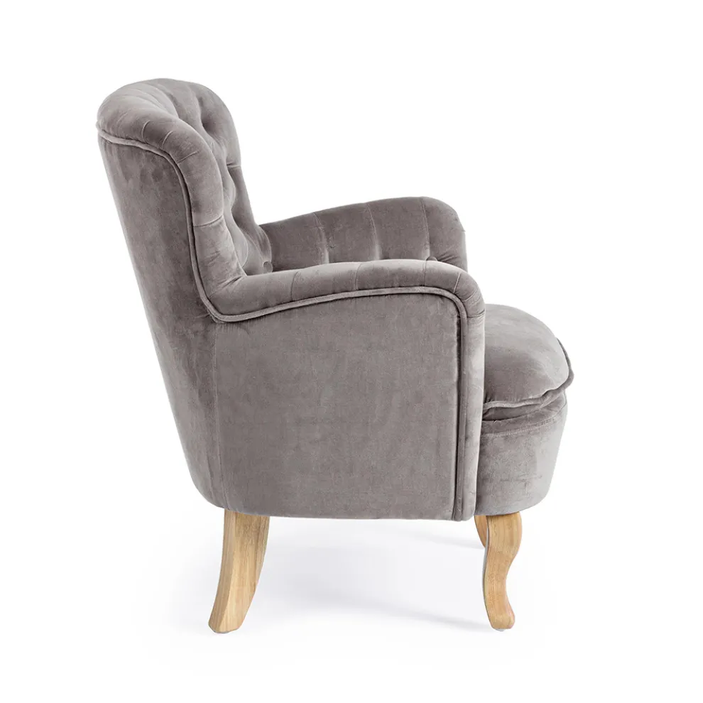 Klassischer Sessel aus Holz und gepolstertem Sitz aus gesteppter Baumwolle - Monny