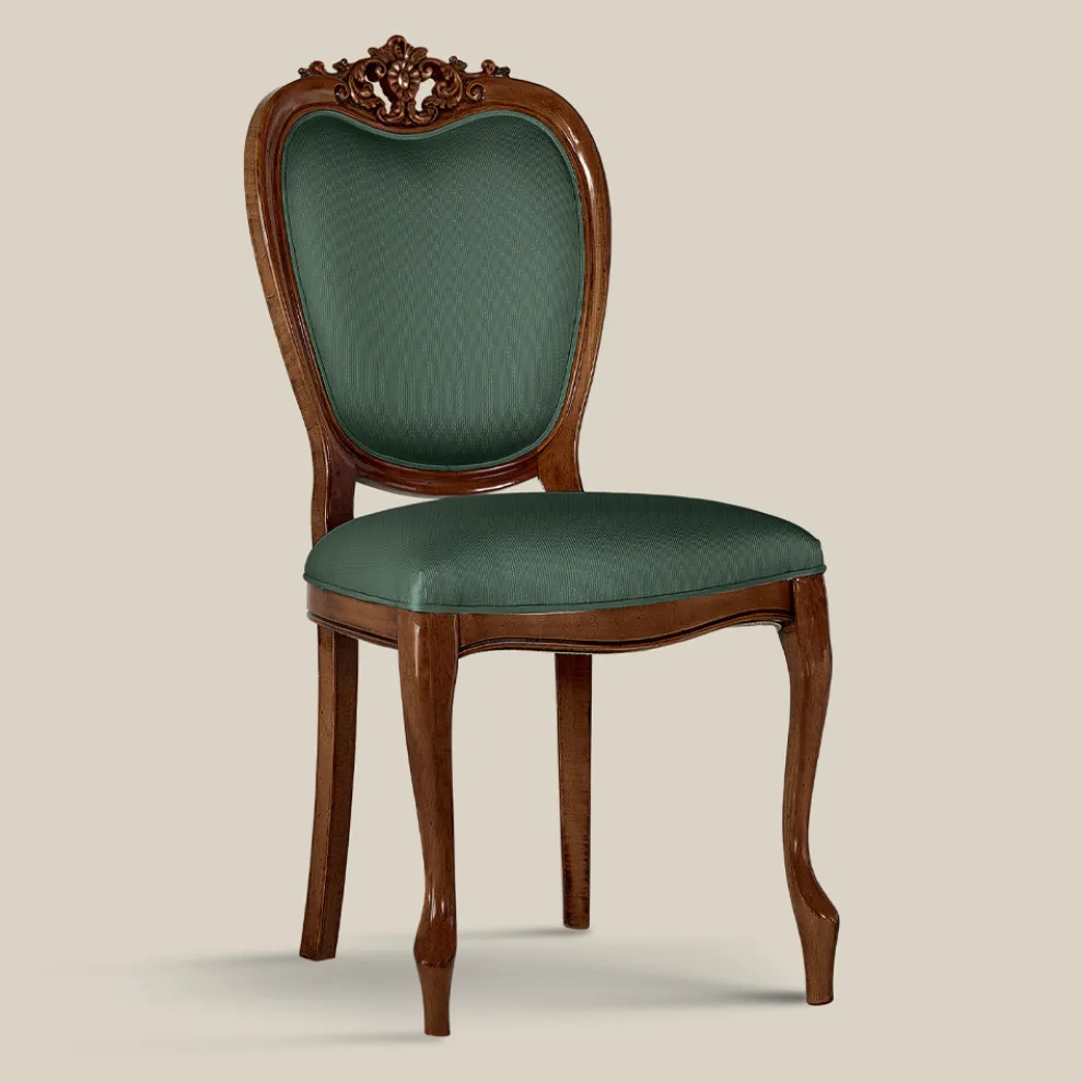 Klassischer Stuhl aus Nussbaumholz oder goldgepolstertem Holz Made in Italy - Imperator