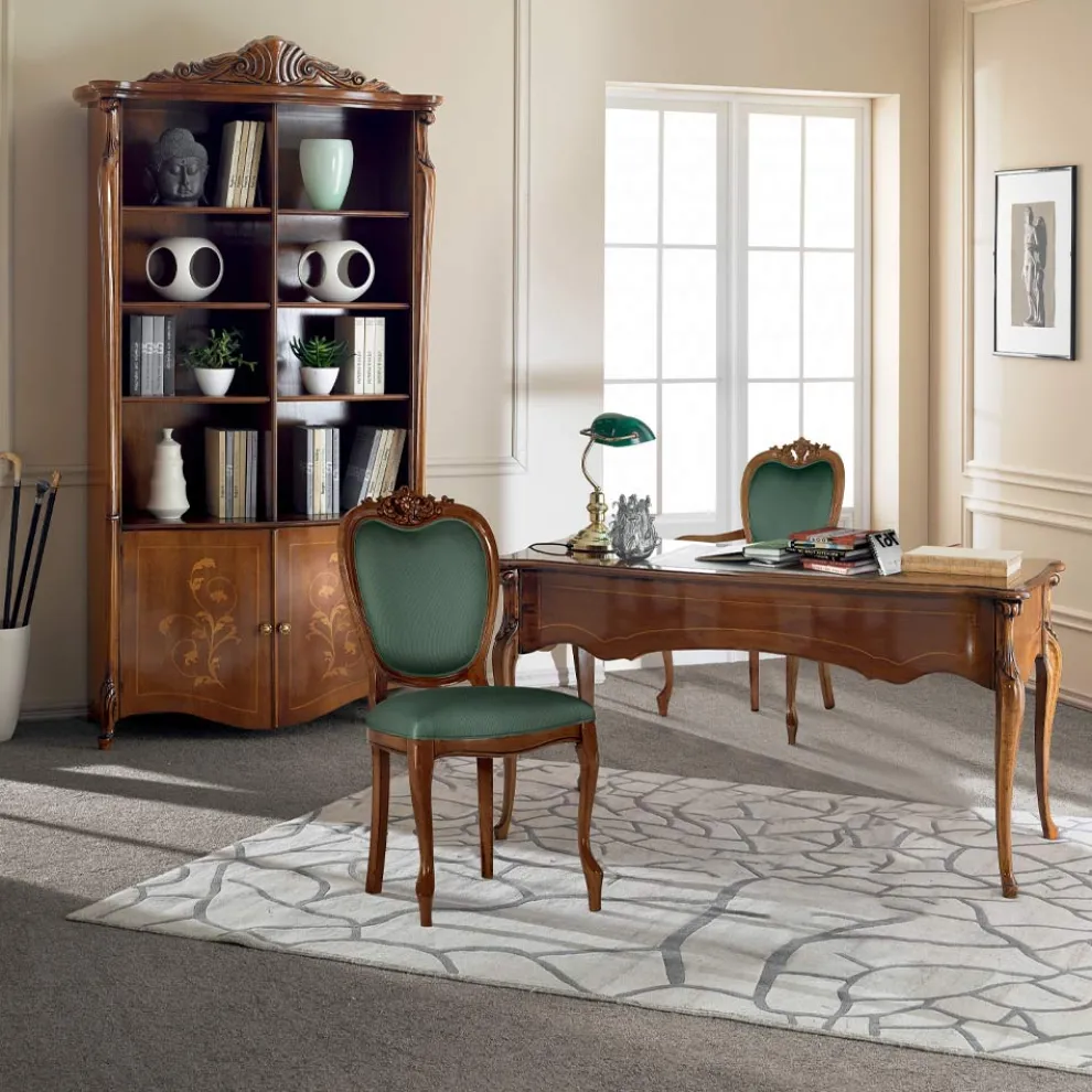 Klassischer Stuhl aus Nussbaumholz oder goldgepolstertem Holz Made in Italy - Imperator