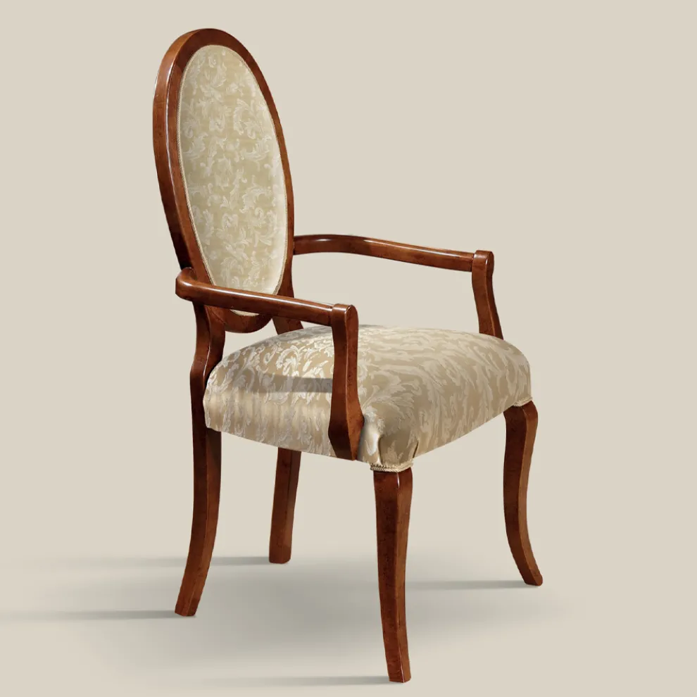 Klassischer Stuhl aus Holz und Stoff mit oder ohne Armlehnen Made in Italy - Ellie