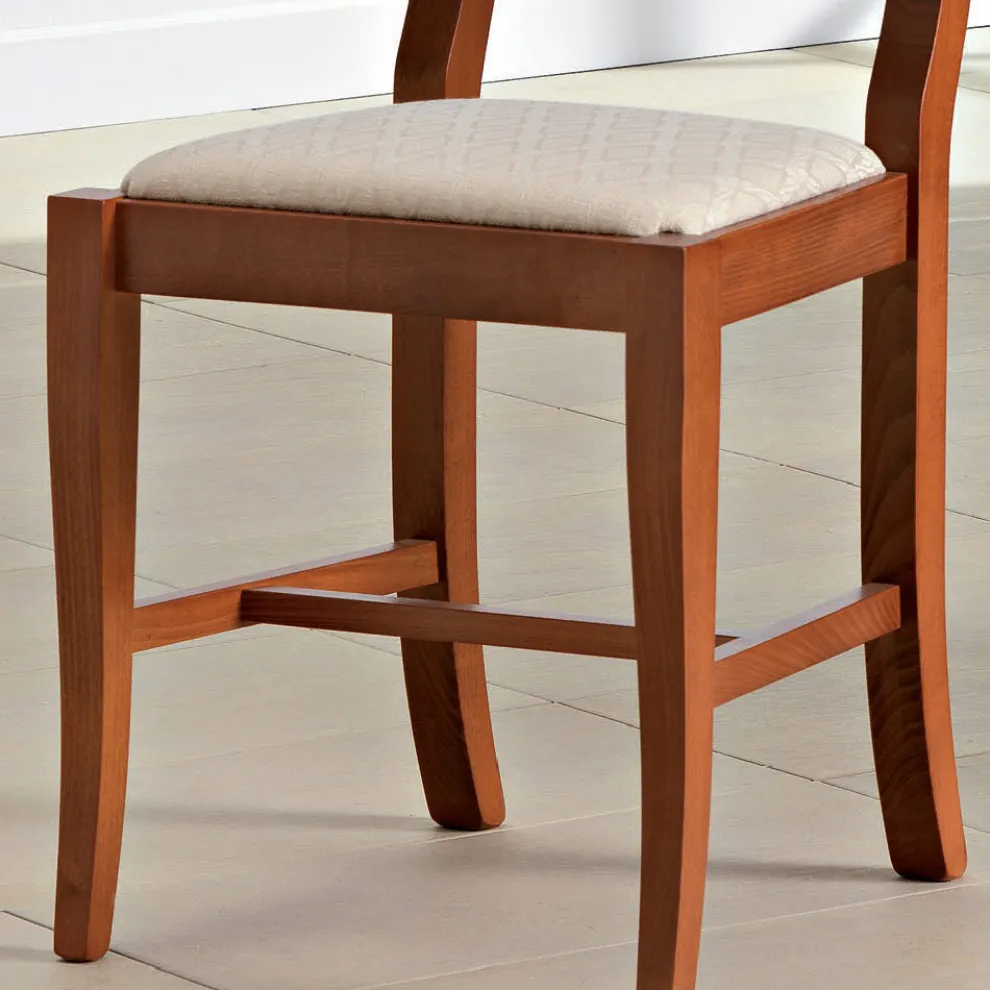 Klassischer Stuhl aus Holz und Sitz aus Stoff Design Made in Italy - Baptiste