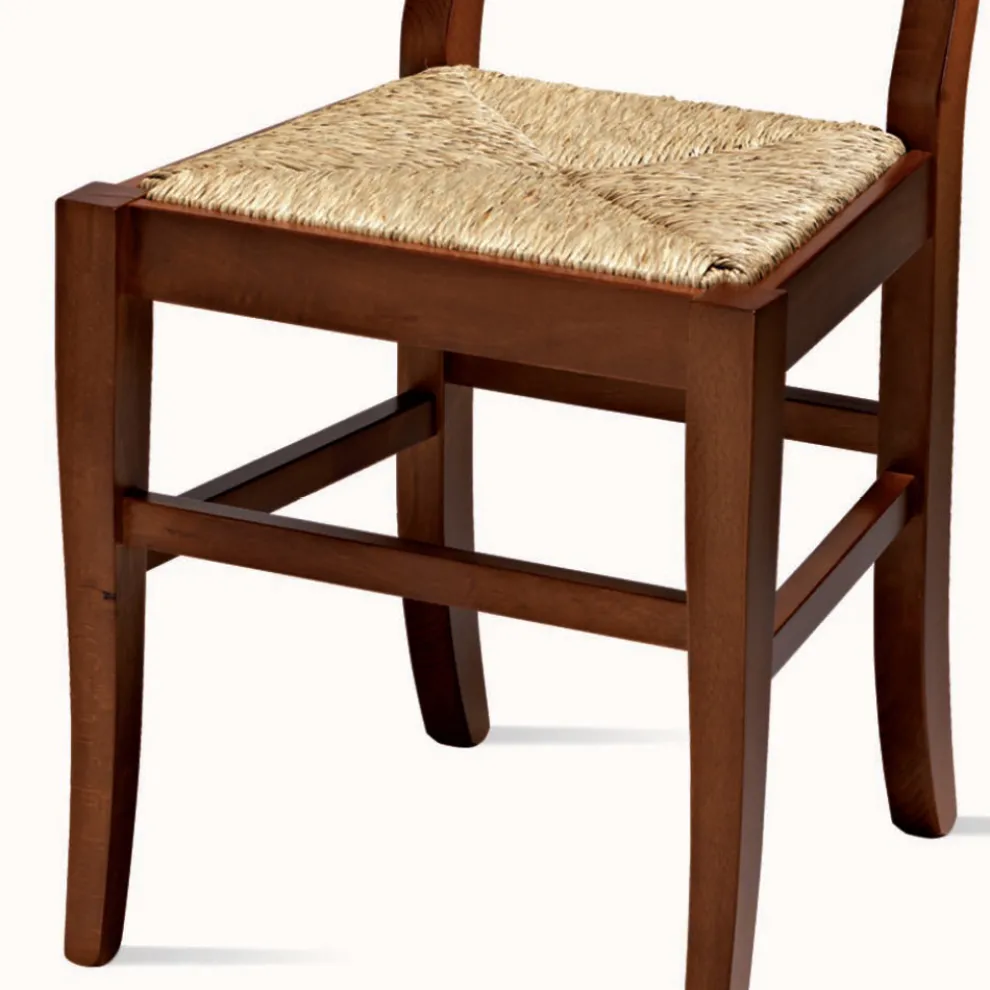 Klassischer Stuhl aus Buchenholz und Stroh Made in Italy Design - Claudie