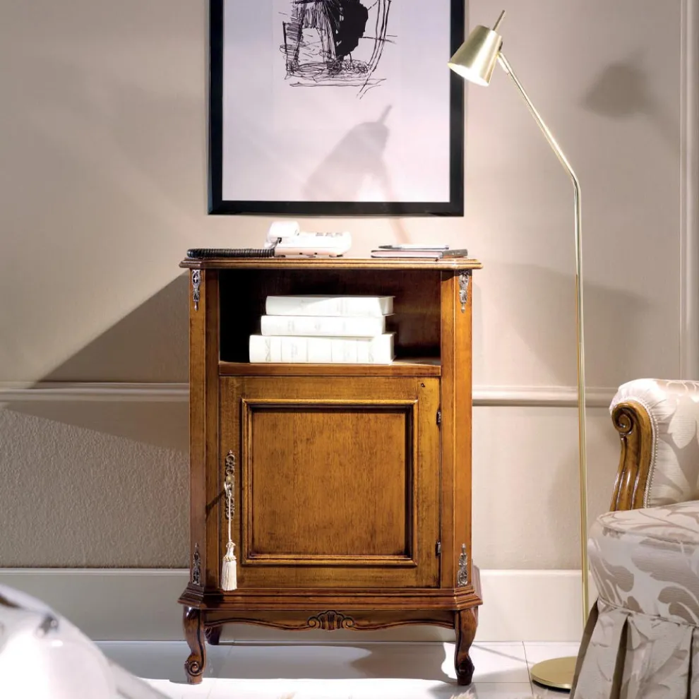 Klassischer Telefonhalter aus Holz mit Tür Made in Italy - Richard