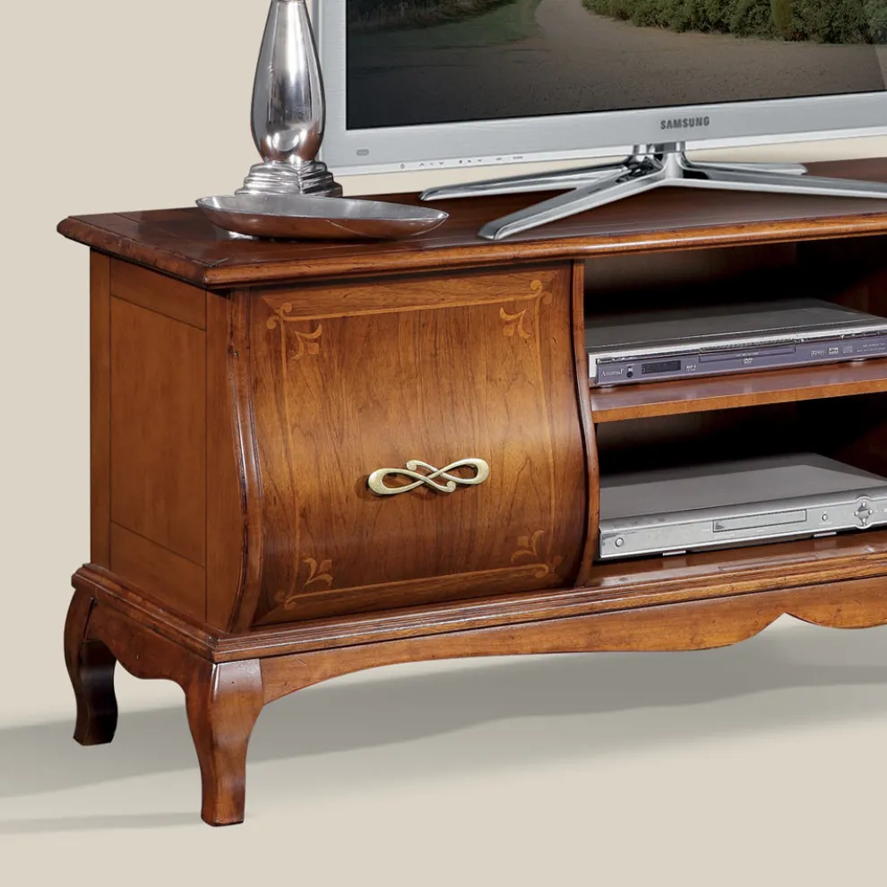 Klassischer TV-Ständer aus Holz mit Intarsien Made in Italy - Hastings