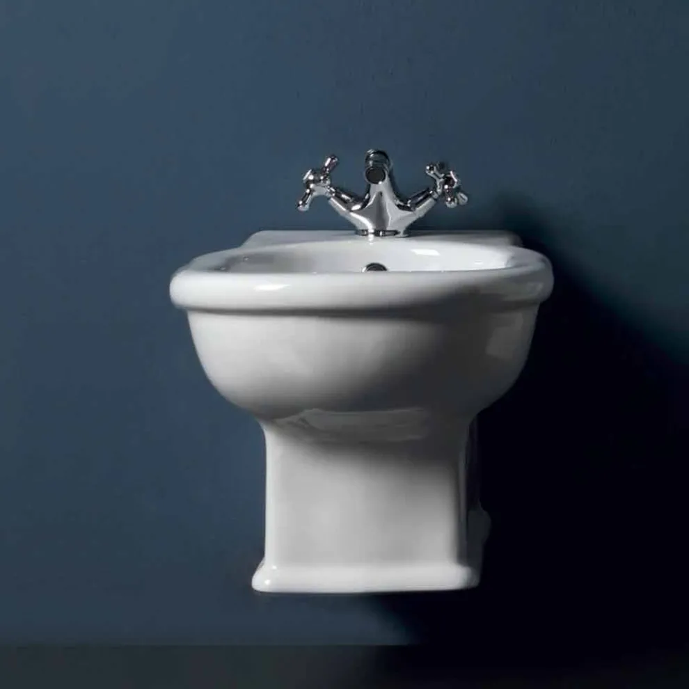 Klassisches hängendes Bidet, weiße Keramik Style 54x36 made in Italy