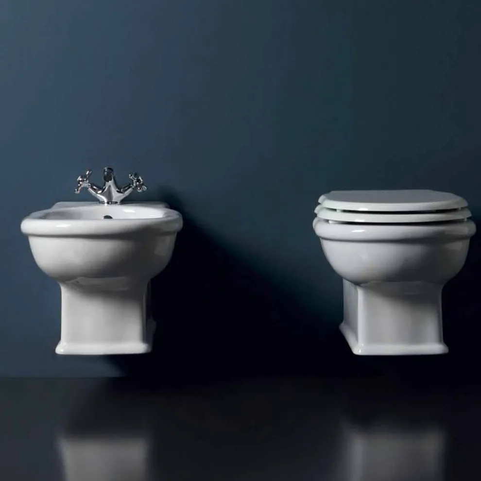Klassisches hängendes Bidet, weiße Keramik Style 54x36 made in Italy