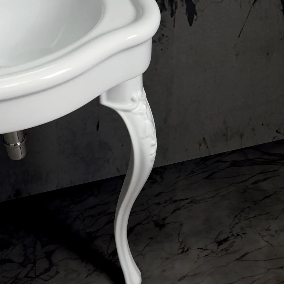 Klassisches Konsolenwaschbecken aus weißer Keramik L 120 cm Made in Italy - Magda