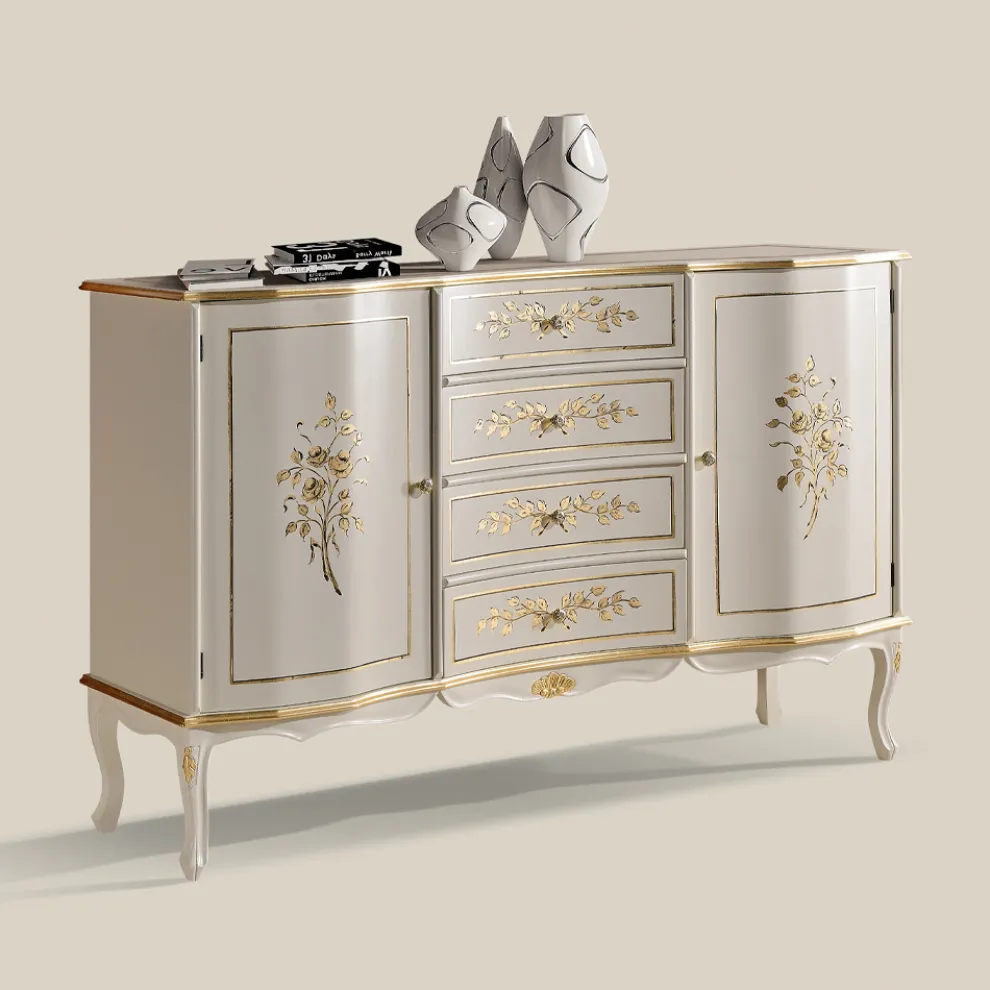 Klassisches Sideboard aus Holz mit 2 Türen und 4 Schubladen Made in Italy - Windsor