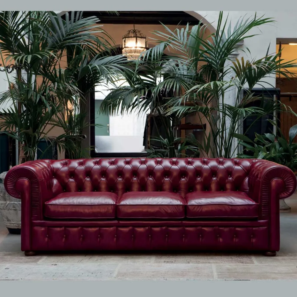 Klassisches Sofa mit Zwiebelfüßen aus Buchenholz Made in Italy - Spassoso