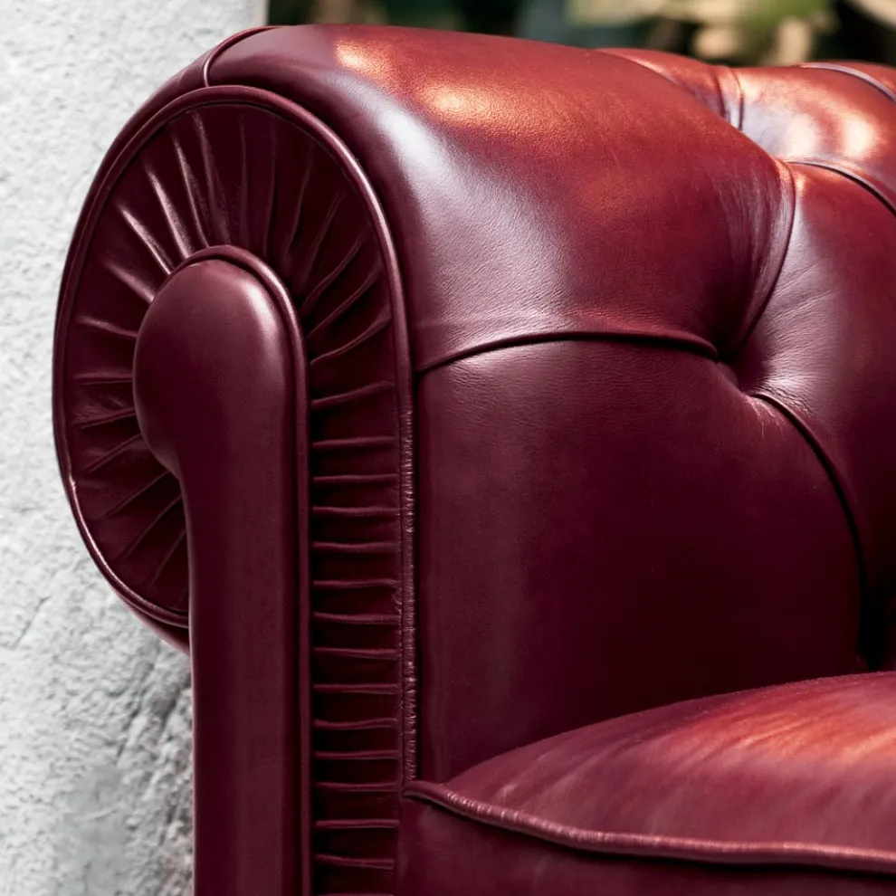 Klassisches Sofa mit Zwiebelfüßen aus Buchenholz Made in Italy - Spassoso