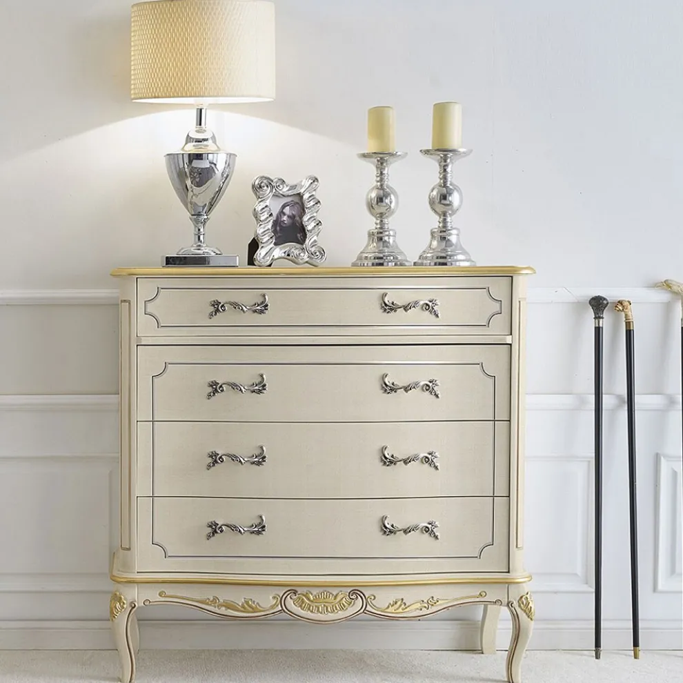 Klassisches Wohnzimmer-Sideboard aus weißem Holz oder Nussbaum Made in Italy - Chantilly