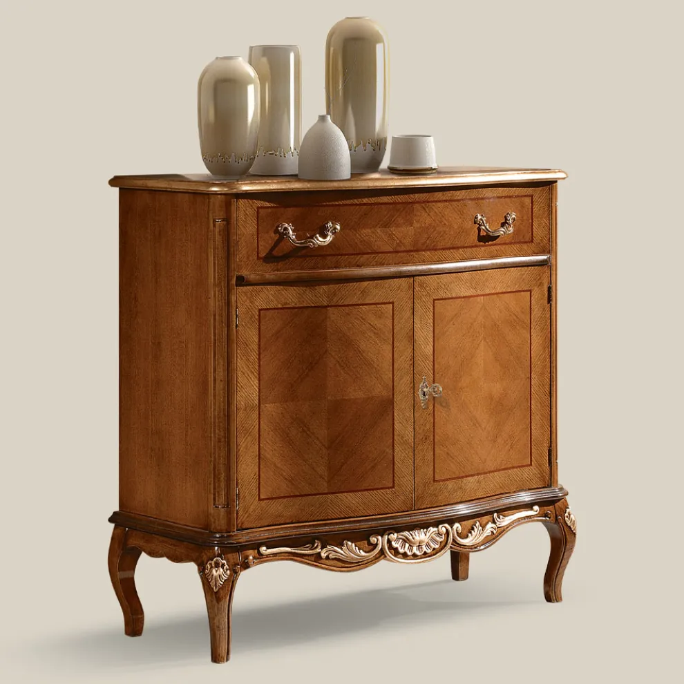 Klassisches Wohnzimmer-Sideboard Avio Blau oder Walnussholz Made in Italy - Chantilly