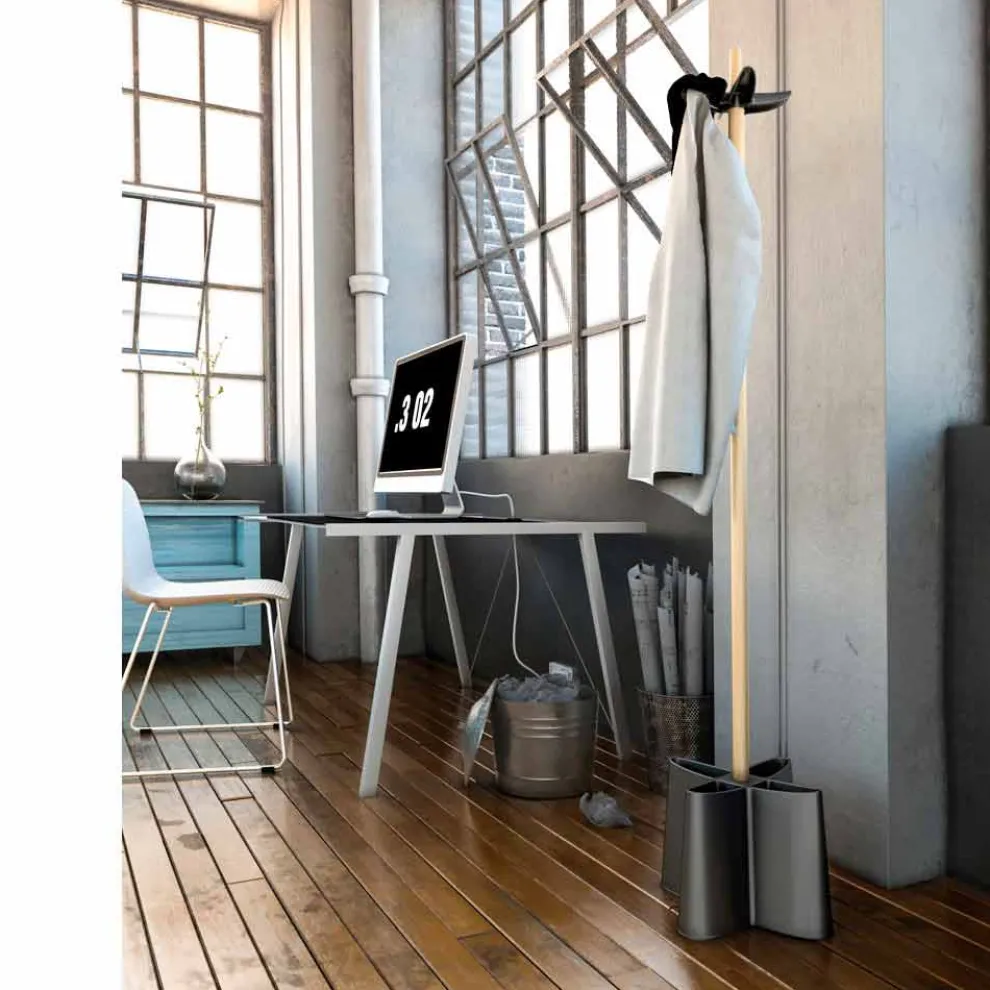 Kleiderständer und Schirmständer aus Buchenholz und Polypropylen Nurri