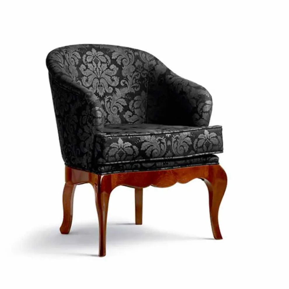 Kleiner gepolsterter Sessel aus Massivholz und Leder, Italy, Tita