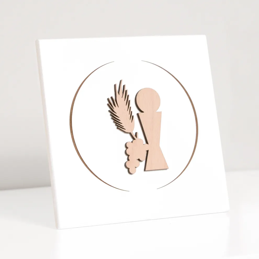 Kleines Bild mit dem lasergravierten Kommunionkelch, hergestellt in Italien – Philippe