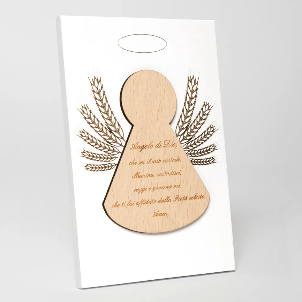 Kleines Bild mit Darstellung eines kleinen Engels mit Ähren. Hergestellt in Italien – Greta