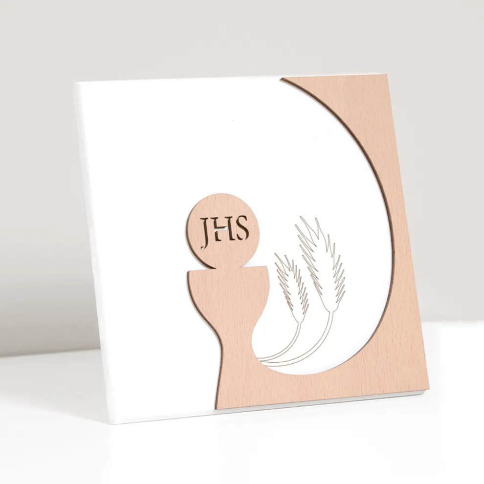 Kleines Bild mit der Darstellung der Eucharistie, lasergraviert, hergestellt in Italien – Ingrid