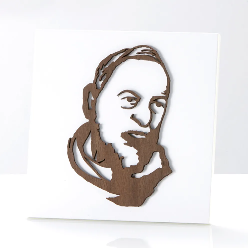 Kleines Bild mit der Darstellung von Padre Pio, lasergraviert, hergestellt in Italien – Barbara