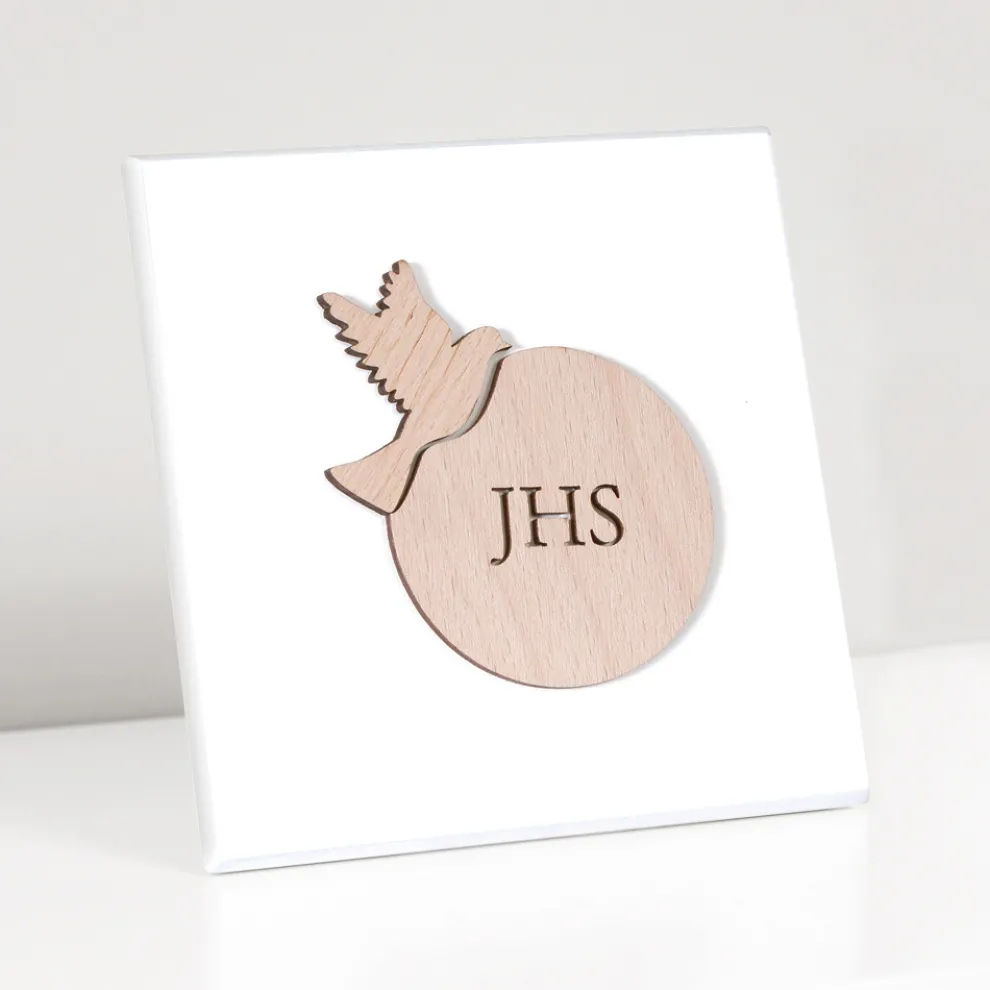 Kleines Bild mit lasergravierter Konfirmation, hergestellt in Italien – Jeremia