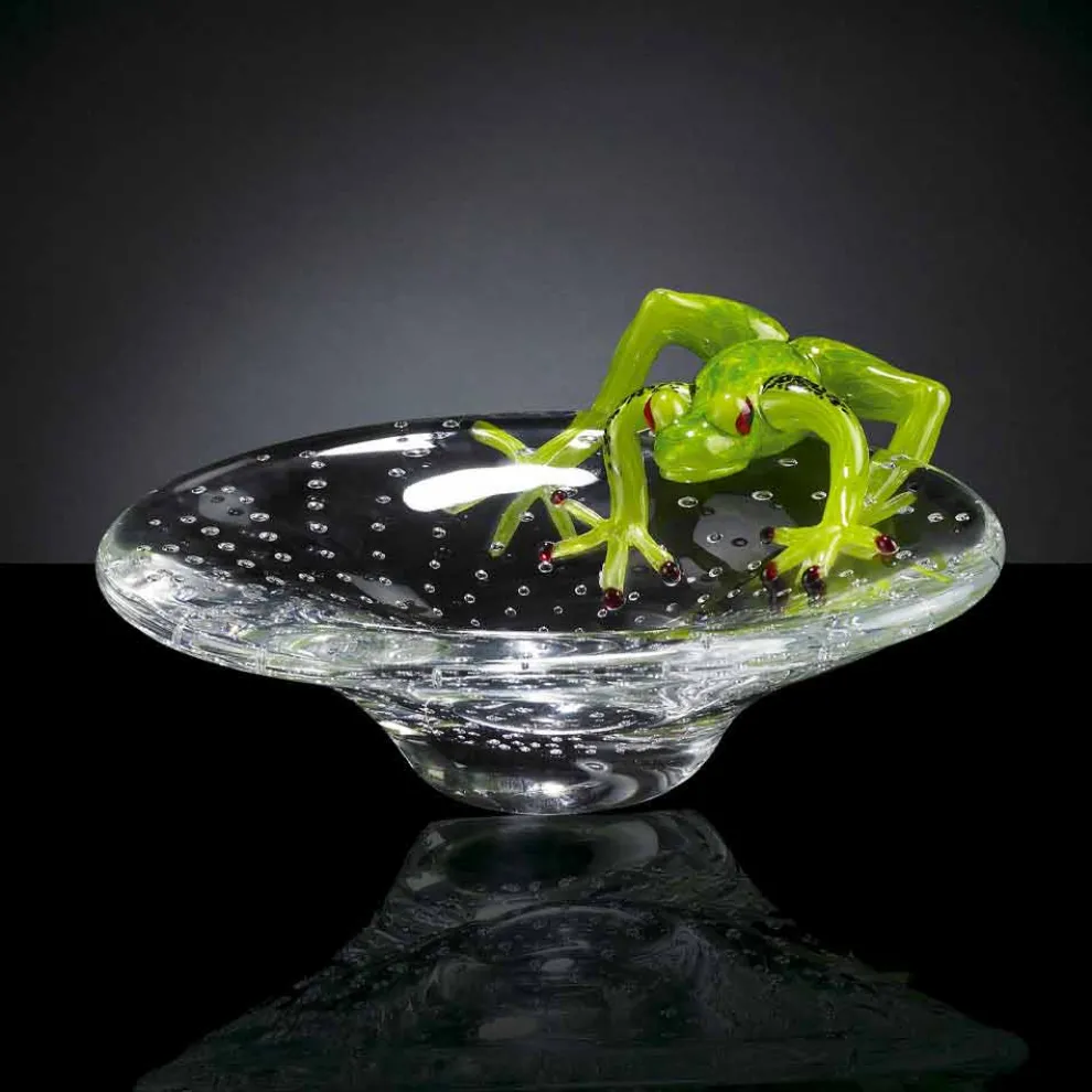 Kleines Tablett mit Glasfrosch-Ornament Made in Italy - Sossio