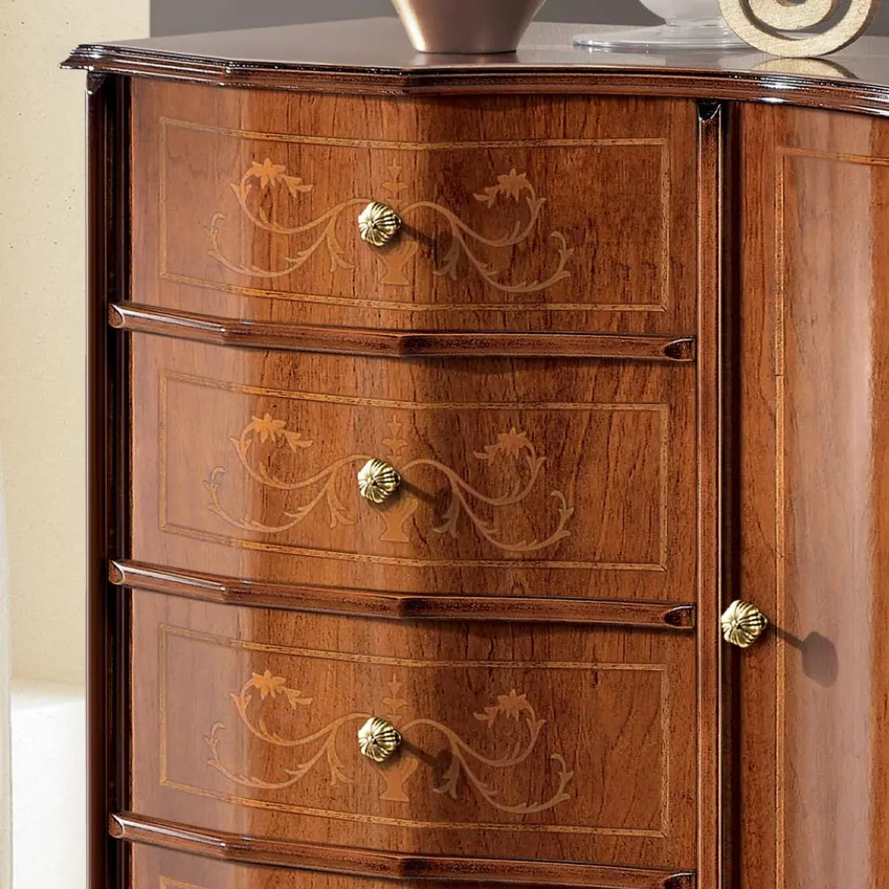 Kommode im klassischen Stil mit 1 Tür und 4 Schubladen Made in Italy - Elegant